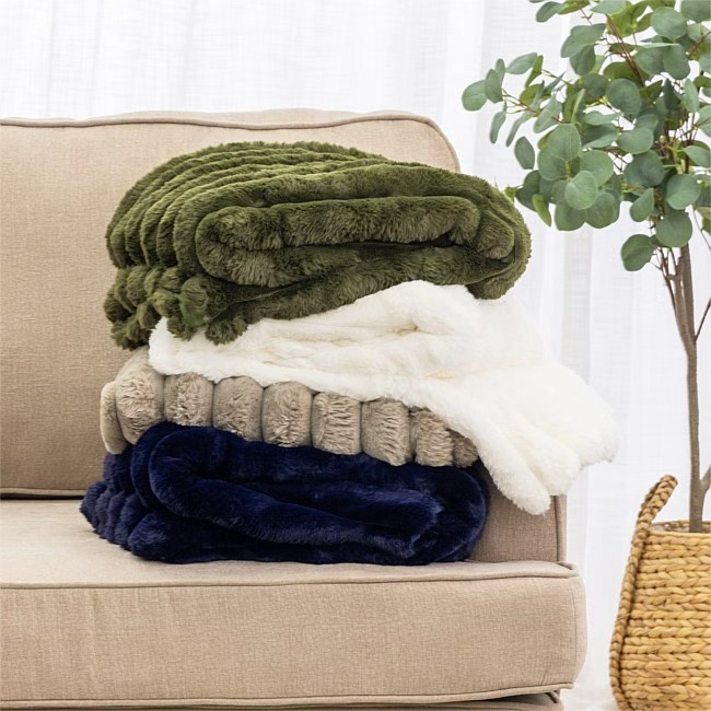 Super Soft Fluffy Luxury Rabbit Faux Fur Wave Winter  Blanket